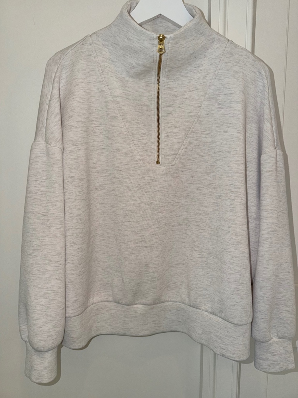 Hawley Half-Zip Sweat Pullover - large - Ivory Marl